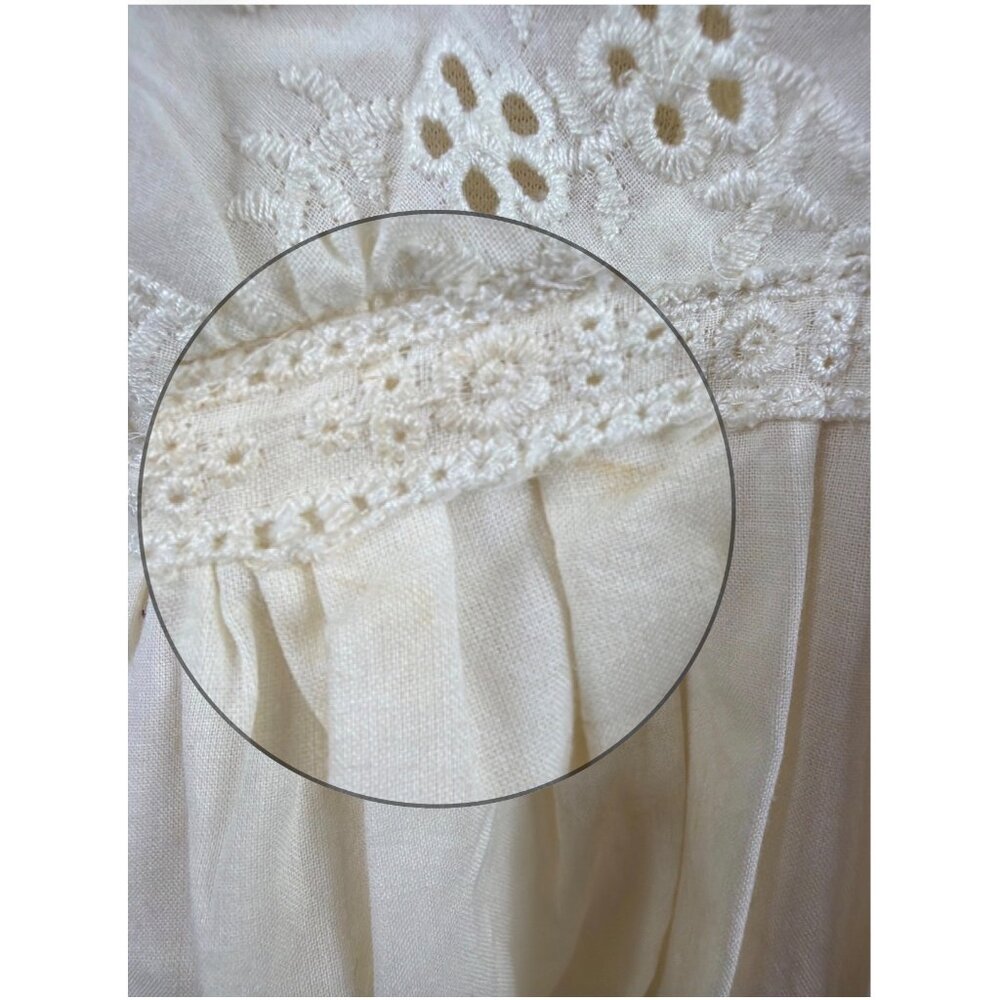 NWT Forever 21 Cottagecore Eyelet Lace Babydoll Dress Cream Cotton Size L - Picture 15 of 16